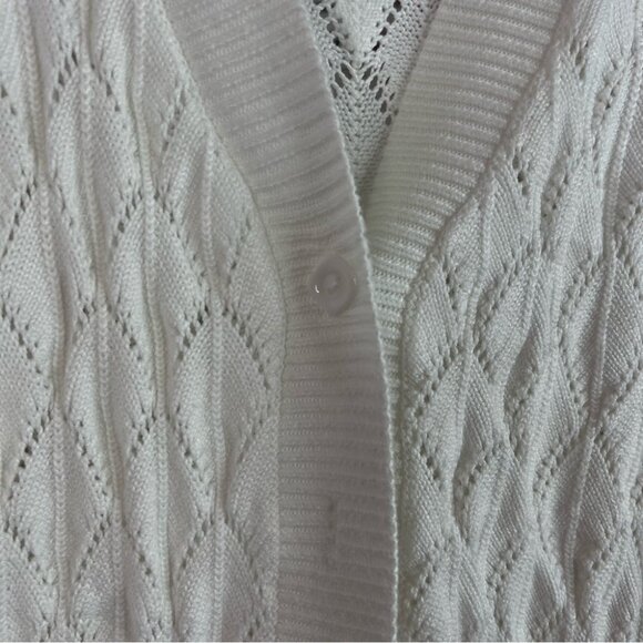 Kancy Kole cardigan knit argyle style White Knit Cardigan Sweater - Picture 6 of 8